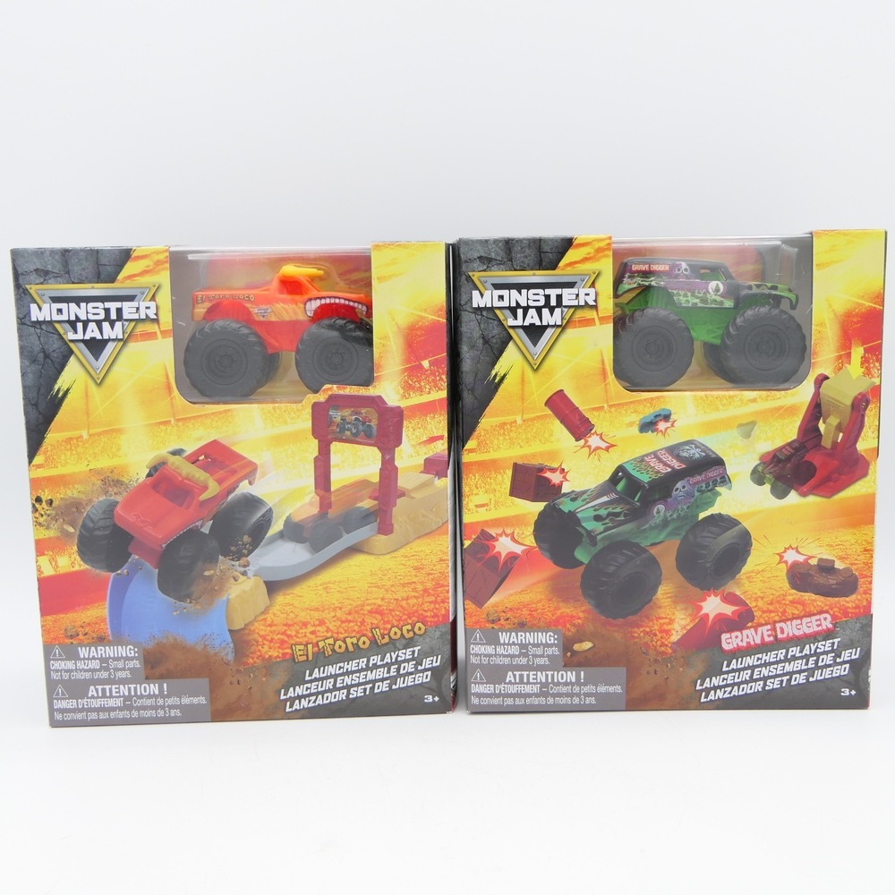 SpinMaster Monster Jam El Toro Loco Grave Digger Monster Truck Launcher Playsets